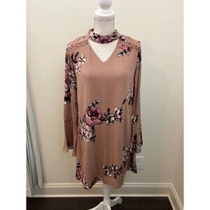Altar'd State Light Brown Floral Print Dress Size Medium